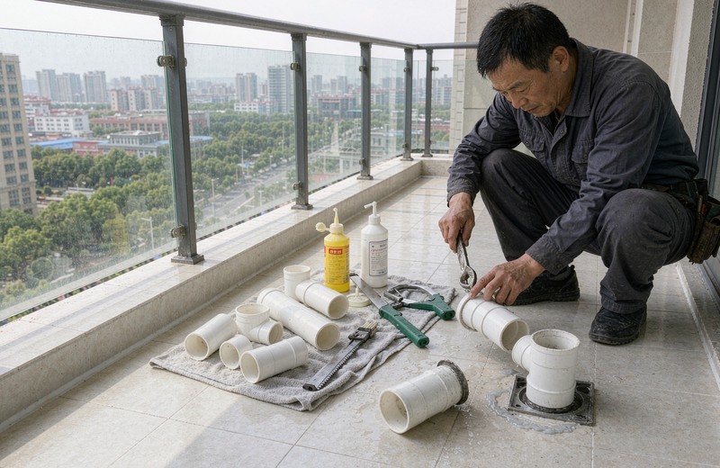 阳台下水管漏水维修